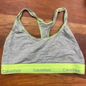 Gray / Green Calvin Klein Sports Bra
